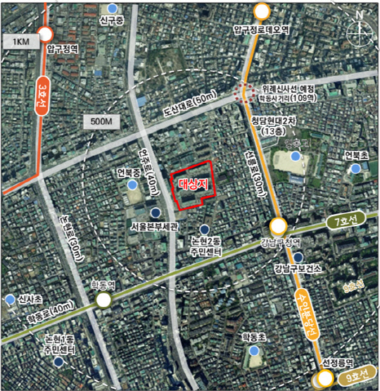 서울시 강남구 논현동 논현동현아파트 위치도.  <사진=서울시>